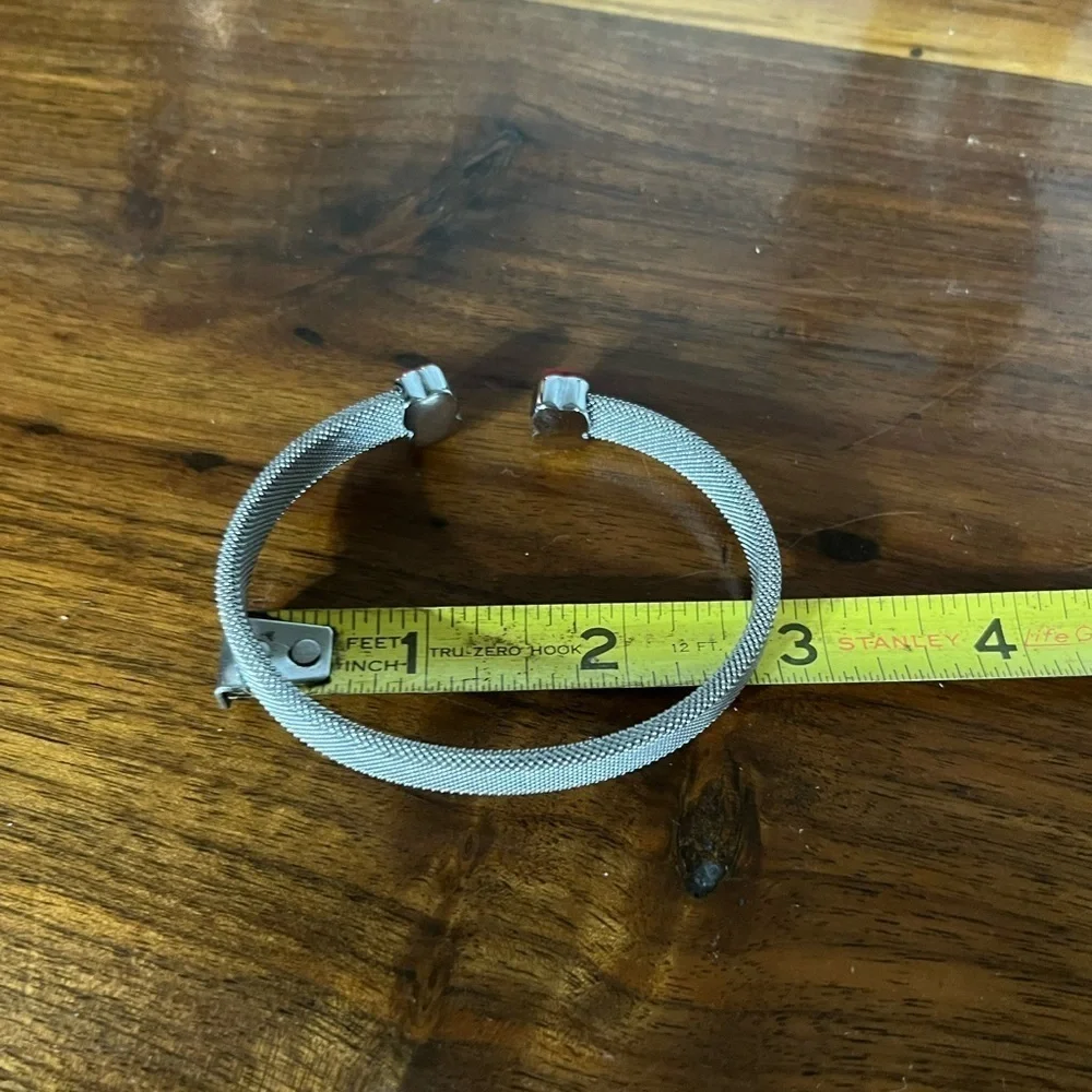 Modern Red and Silver Open-Ended Bracelet
